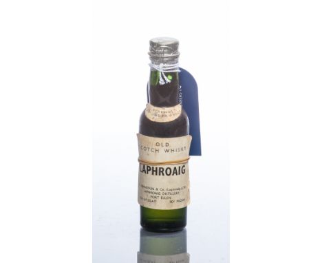 LAPHROAIG OLD SCOTCH WHISKY MINIATURE
Very old bottling of Laphroaig from the 1930s. Bottled by D. Johnston & Co. (Laphroaig)
