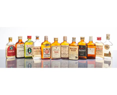 12 ASSORTED BLENDED SCOTCH WHISKY MINIATURES
Includes Sandeman, The Laird, Wiley's Black Label, O.H.B., Old Ship, Highland Qu