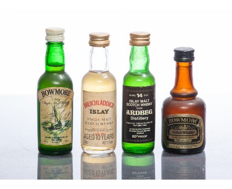 4 ISLAY WHISKY MINIATURES, consisting of:
ARDBEG 14 YEARS OLD
Islay Malt Scotch Whisky, bottled by Wm. Cadenhead. No capacity