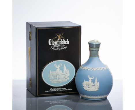 GLENFIDDICH 21 YEAR OLD
Pure Malt Scotch Whisky in pale blue Wedgewood decanter, produced to mark the centenary of the distil