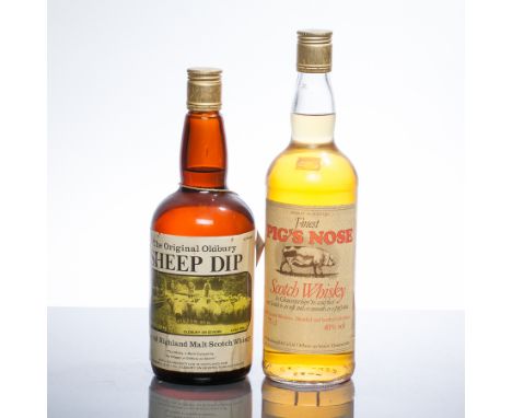 SHEEP DIP 
Blended Scotch Whisky. 26 2/3 fl. ozs., 70° proof.
PIG'S NOSE
Blended Scotch Whisky. 75cl, 40% volume.
2 bottles.