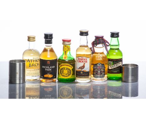 16 ASSORTED SINGLE MALT AND BLENDED SCOTCH WHISKY MINIATURES
Includes Highland Park 12, Chivas Regal (3), The Famous Grouse, 