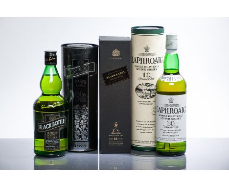 LAPHROAIG 10 YEARS OLD
Single Islay Malt Whisky. 70cl, 40% volume, in tube.
BLACK BOTTLE 130TH
Blended Scotch Whisky. 70cl, 4