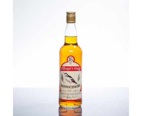 MANNOCHMORE 18 YEARS OLD MANAGER'S DRAM
Single Malt Scotch Whisky, signed 12th October 1997. Bottle No. 1455 of 1800, 70cl, 6
