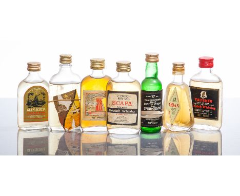 7 COASTAL WHISKY MINIATURES, consisting of:
CLYNELISH 12 YEARS OLD
Malt Scotch Whisky, bottled by Ainslie & Heilbron (Distill