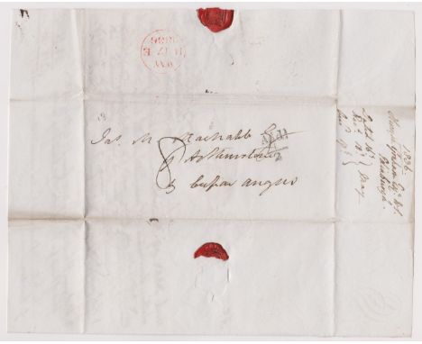 Great Britain 1836 Postal History - Partial EL dated Edinburgh 16 May 1836 posted to Cupar Angus. Manuscript 8, black 2 line 