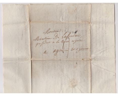 France 1821 Postal History El dated 11 June 1821 Toulouse posted Agen. Manuscript 7, Toulouse mileage cancel