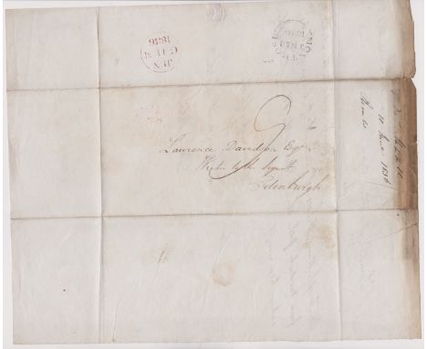 Great Britain 1836 Postal History EL dated Montrose 10th June 1836, posted to Edinburgh. Manuscript 9 Montrose/JN10/1836 canc