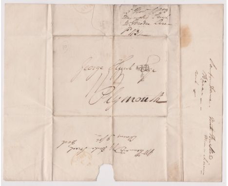 Great Britain 1823 Postal History EL dated 5.11.1823 Edinburgh posted to Plymouth. Black 'Add 1/2 stamp' manuscript 1/3 red r