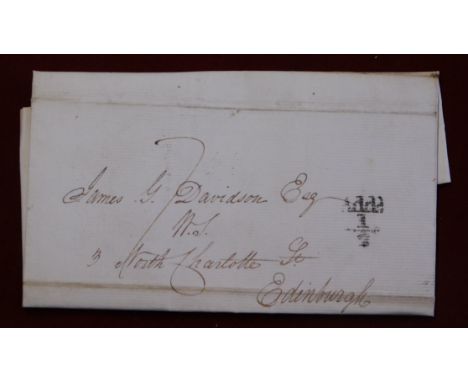Great Britain 1832 Postal History EL dated Glasgow 9th Jan 1832 posted to Edinburgh, manuscript 7, black Add 1/2 strike Glasg