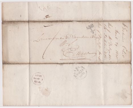 Great Britain 1830 Postal History EL dated Glasgow 29 March 1830 posted to Edinburgh. Manuscript 7 black 'Add 1/2 strike' Gla