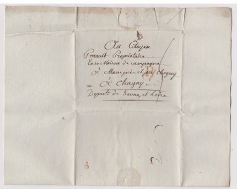 France 1800 Postal History EL dated 29 Brumaire An9 (19th Nov) Paris, posted to Dept de Soane et Locie. Manuscript postal rat