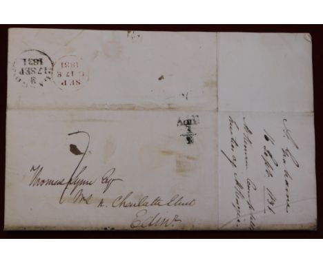 Great Britain 1831 Postal History EL dated Glasgow 16 Sept 1831, posted to Edinburgh. Manuscript 7, black Add 1/2 strike, Gla