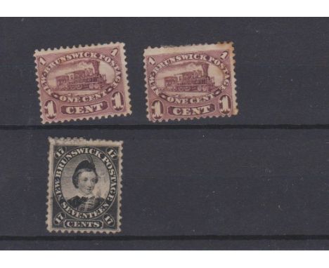 Canada  - New Brunswick 1860-63 SG 9 m/m x2 1c and SG 19 used 17c. Cat value £230