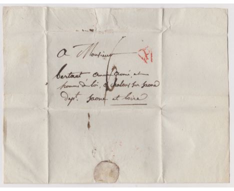 France 1808 Postal History El dated 16 May 1808 Paris posted to Saous et Loire. Manuscript 6, red triangle P