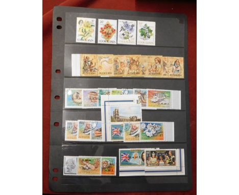 Aitutaki 1973-1978 group of u/m and used optd postage stamps and officials. Cat value £10.95