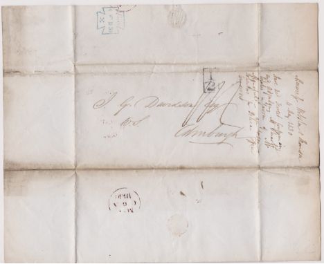 Great Britain 1830 Postal History El dated 4 May 1830 posted to Edinburgh, blue Maltese Cross cancel CH/4MY1830/X, single rin