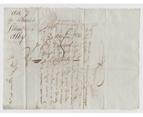 France 1798 Postal History EL dated An7 9 Pluviose Alby posted to Toulouse, manuscript postal charge, Alby mileage cancel