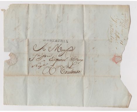 France 1802 Postal History EL dated 1 Thermidor II (19th July 1802), posted to Toulouse. Manuscript postal rate, Montauban ca