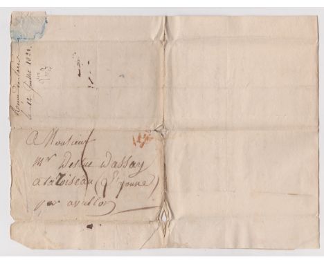 France 1821 Postal History EL dated 6 July 1821 Paris posted to Avallon. Manuscript postal rate, Red triangle 'P' cancel