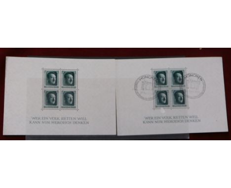 Germany 1937 Hitler's Culture Fund SG MS635 u/m miniature sheet, edge faults light hand side. SG MS635 used miniature sheet c