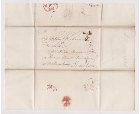 Great Britain 1826 Postal History EL dated 4th Dec 1826 posted within London. 2 Line black 'Add 1/2 stamp' red 2 ring B/7DE7/