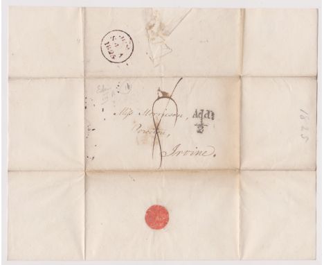 Great Britain 1825 Postal History EL dated 4th June 1825 posted to Irvine. Manuscript 8 and black 2 line 'Add 1/2' single rin
