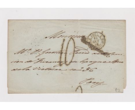 France 1848 Postal History wrapper posted to Paris. Manuscript 10 cancelled 10.Oct.48 Boulogne. S.Mer double crowned /BE/14OC