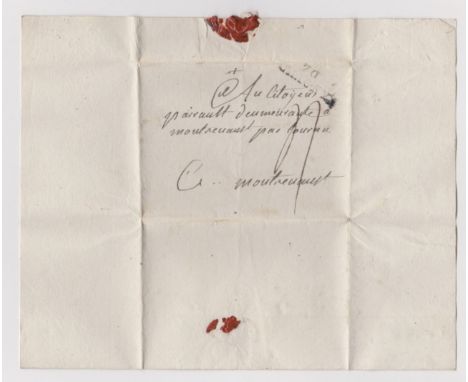 France 1793 Postal History EL dated 18 July 1793 posted to Moutreument, manuscript postal rate partial mileage cancel