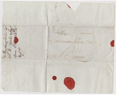 France 1802 Postal History EL dated 1802 Strasbourg posted to Benusse? Manuscript 10 Strasbourg mileage cancel