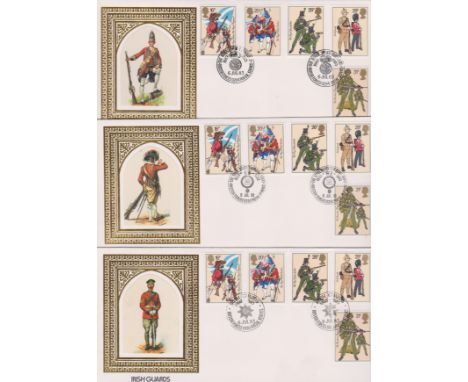 Great Britain FDCs (3) including No.1) 1983 (6 July) British Army set on Irish Guards Benham Gold FDC with Irish Guards BF190