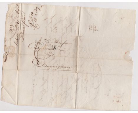 France 1819 Postal History El dated 29 Aug 1819 posted to Diaguignan. Manuscript 8 Toulouse mileage cancel