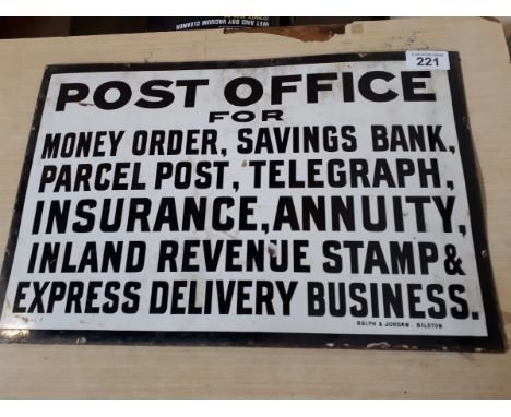  Sale Item:    POST OFFICE SIGN (AF)   Vat Status:   No Vat   Buyers Premium:  This lot is subject to a Buyers Premium of 15%