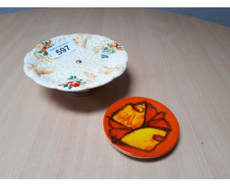  Sale Item:    CLARICE CLIFF CAKESTAND & POOLE PLATE  Vat Status:   No Vat   Buyers Premium:  This lot is subject to a Buyers