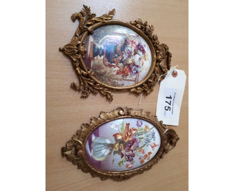  Sale Item:    2 FLORAL ENAMEL PLAQUES   Vat Status:   No Vat   Buyers Premium:  This lot is subject to a Buyers Premium of 1