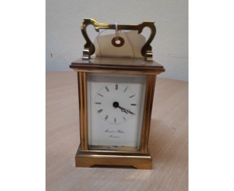  Sale Item:    BRASS CARRIAGE CLOCK- MORRELL & HILTON HUNTINGDON  Vat Status:   No Vat   Buyers Premium:  This lot is subject