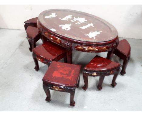  Sale Item:    ORIENTAL COFFEE TABLE WITH 6 INSERT TABLES  Vat Status:   No Vat   Buyers Premium:  This lot is subject to a B