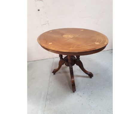  Sale Item:    MAHOGANY TABLE WITH INLAID TOP (AF)  Vat Status:   No Vat   Buyers Premium:  This lot is subject to a Buyers P