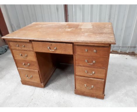  Sale Item:    OAK DOUBLE PEDESTAL DESK (AF)   Vat Status:   No Vat   Buyers Premium:  This lot is subject to a Buyers Premiu