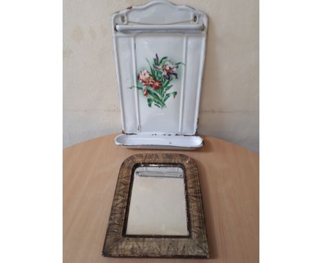  Sale Item:    ENAMEL UTENSIL HANGER & MIRROR (AF)  Vat Status:   No Vat   Buyers Premium:  This lot is subject to a Buyers P