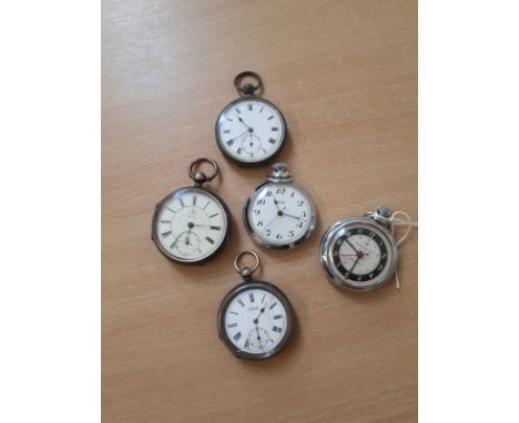  Sale Item:    5 POCKET WATCHES (INCL 2 SILVER) (AF)  Vat Status:   No Vat   Buyers Premium:  This lot is subject to a Buyers
