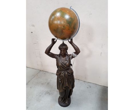  Sale Item:    CAST FIGURAL LAMP WITH GLOBE LAMP  Vat Status:   No Vat   Buyers Premium:  This lot is subject to a Buyers Pre