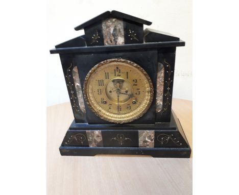  Sale Item:    SLATE & GRANITE MANTLE CLOCK(AF)   Vat Status:   No Vat   Buyers Premium:  This lot is subject to a Buyers Pre