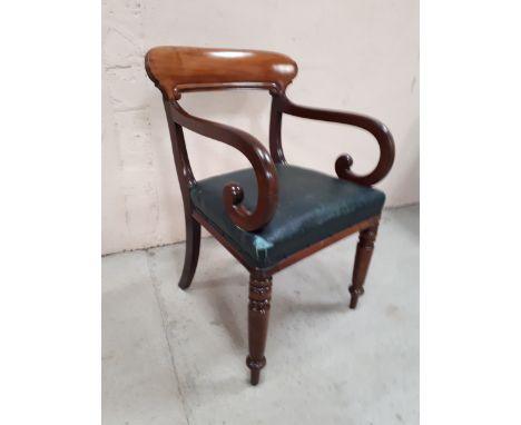  Sale Item:    19TH CENTURY MAHOGANY OPEN ARM CHAIR (AF)  Vat Status:   No Vat   Buyers Premium:  This lot is subject to a Bu