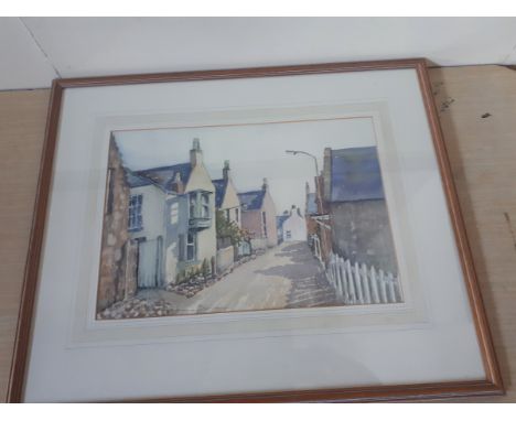  Sale Item:    W C PAINTING YACHT CLUB LANE FINDHORN BY NORMA SHEWAN  Vat Status:   No Vat   Buyers Premium:  This lot is sub