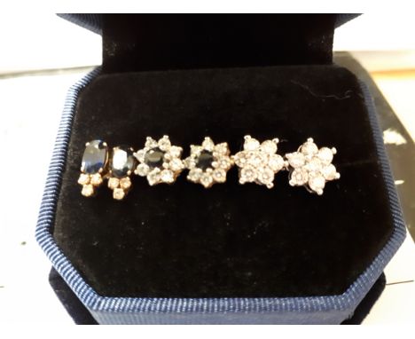  Sale Item:    DIAMOND EAR RINGS 2 SAPPHIRE & DIAMOND EAR RINGS (UNTESTED)  Vat Status:   No Vat   Buyers Premium:  This lot 
