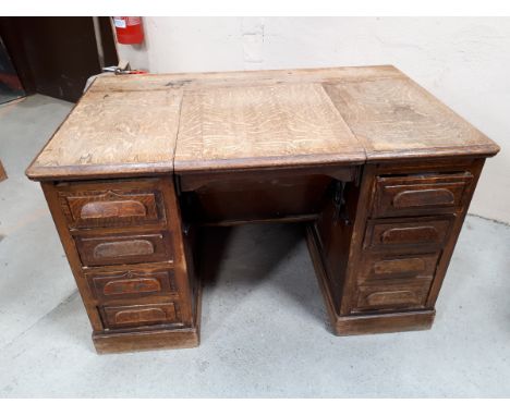  Sale Item:    OAK DOUBLE PEDESTAL DESK (AF)   Vat Status:   No Vat   Buyers Premium:  This lot is subject to a Buyers Premiu