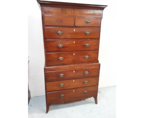  Sale Item:    MAHOGANY CHEST ON CHEST (AF)   Vat Status:   No Vat   Buyers Premium:  This lot is subject to a Buyers Premium
