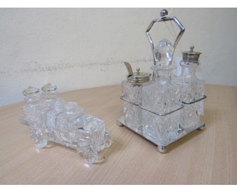  Sale Item:    CRYSTAL CRUET CAR & CONDIMENT STAND  Vat Status:   No Vat   Buyers Premium:  This lot is subject to a Buyers P