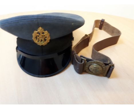  Sale Item:    RAF CAP & BB BELT (AF)   Vat Status:   No Vat   Buyers Premium:  This lot is subject to a Buyers Premium of 15